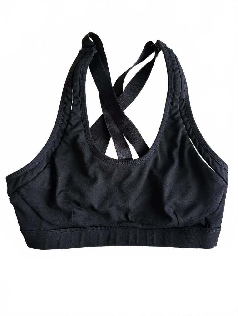 Fabletics Black Sports Bra with Cross Back Straps #support #athleisure #workout